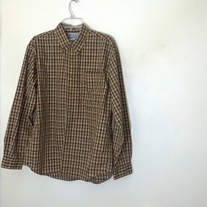 Columbia Mens Size Large Brown Plaid button down shirt